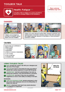 toolbox talk, health and wellbeing, dangers of fatigue, visual health and safety