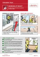 toolbox talk, working at height, safety platforms, safety illustrations