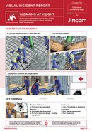 visual incident report, safety cartoon, working at height, formworks