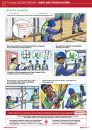 visual incident report, hand and finger injuries, safety cartoon
