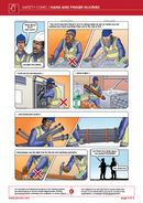 safety comic, hand and finger injuries, safety cartoon