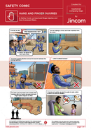 safety comic, hand and finger injuries, safety cartoon