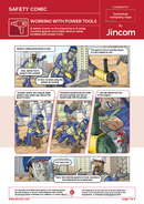 safety comic, power tools, hand injuries, safety illustration, safety cartoon