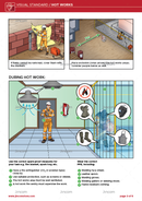visual standard, hot works, welding safety, safety illustrations, safety cartoon