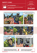 housekeeping, safety comic, safety cartoon, storing tools safely
