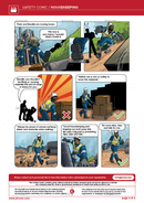 safety comic, housekeeping, safety illustration, storing hazardous materials safely, MSDS