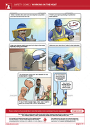 safety comic, working in the heat, heat exhaustion, safety cartoon