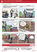 visual incident report,  excavations, safety illustrations, safety cartoon