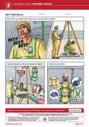 toolbox talk, confined spaces, safety illustration, safety cartoon
