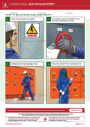 toolbox talk, safety illustration, electricity safety, electrical equipment