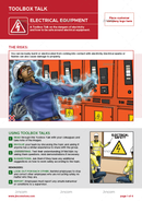 toolbox talk, safety illustration, electricity safety, electrical equipment