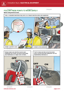toolbox talk, safety illustration, electricity safety, electrical equipment