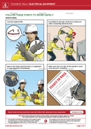toolbox talk, safety illustration, electricity safety, electrical equipment