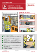 toolbox talk, safety illustration, electricity safety, electrical equipment