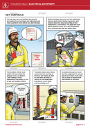 toolbox talk, safety illustration, electricity safety, electrical equipment, safety cartoon